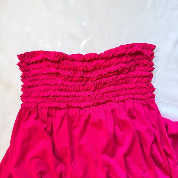 Strapless Maxi Dress Stretchy Bright Fucshia Pink Summer Sundress Size Medium - Picture 6 of 6